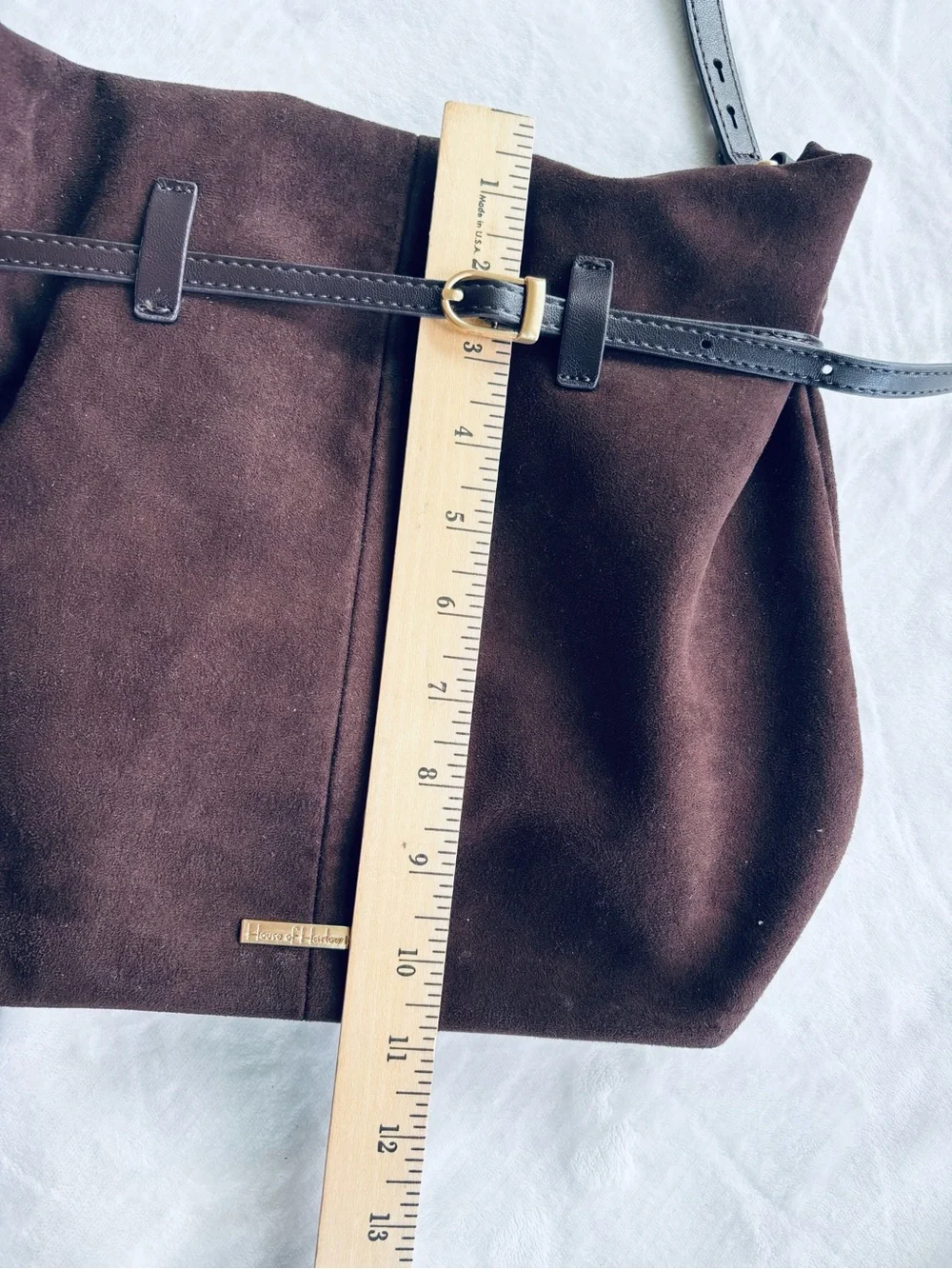 House of Harlow 1960 Brown Faux Suede Crossbody Shoulder Bucket Bag